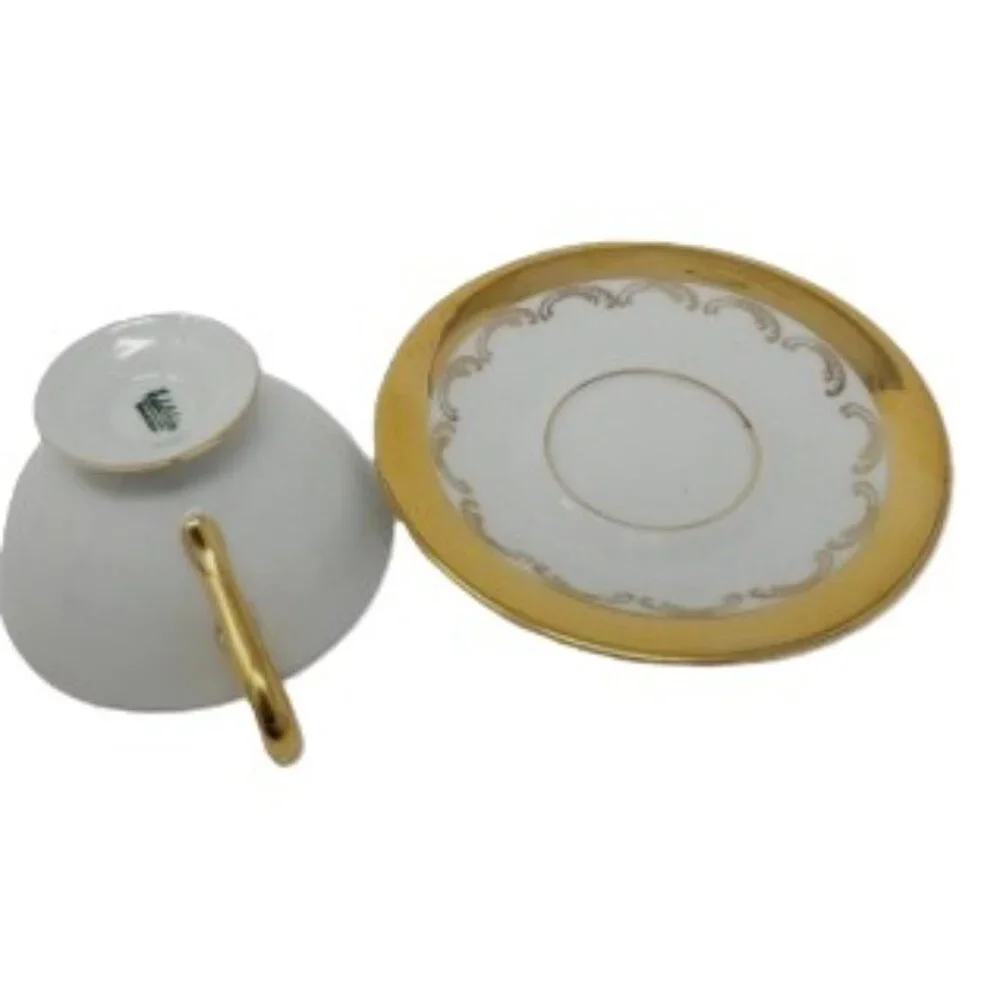 Edelstein | Gilded Demitasse Cup Saucer Vintage Bavaria Porcelain Collectible